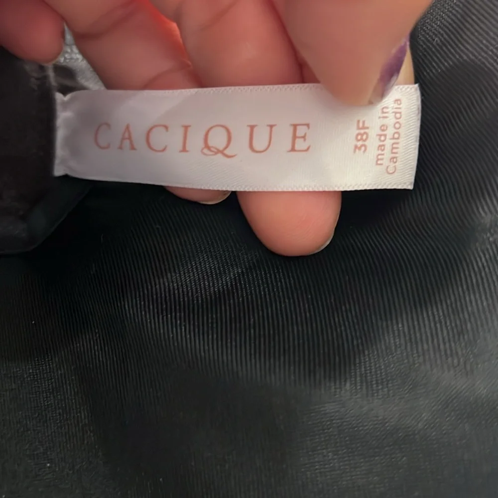 Cacique Black Supportive Bra 38F Smooth‎ Lightly Lined Balconette - Picture 3 of 4